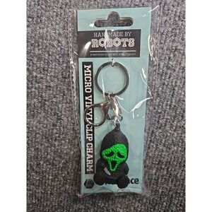 Ghost Face (Green) Handmade By Robots micro vinyl Clip Charm,Keychain BRAND NEW